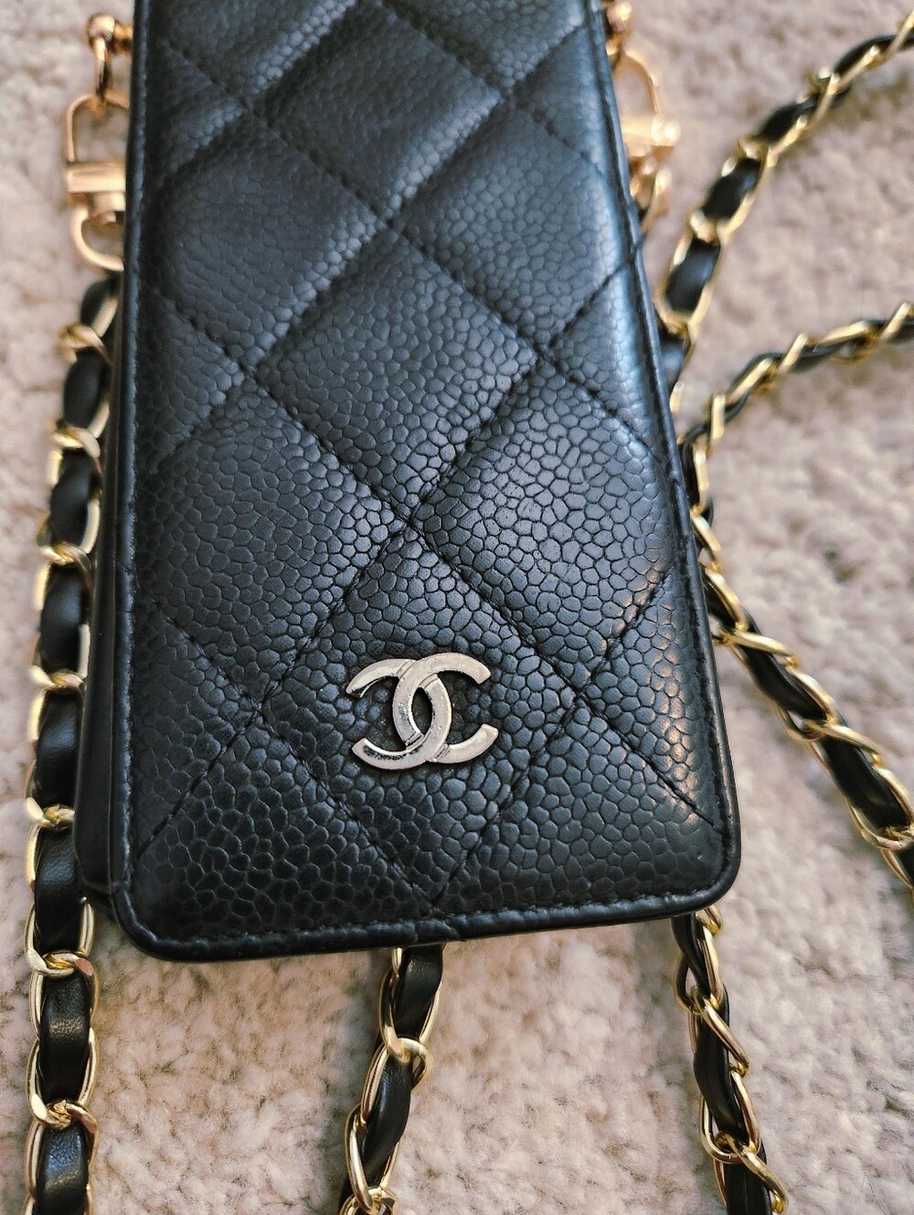 Chanel Black Quilted Caviar Leather Phone Crossbody - Picture 3 of 16